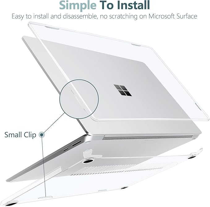 Batianda Crystal Case for 15-inch Microsoft Surface Laptop 7th Edition (2024-2025 Release) Lightweight Durable Scratch-Resistant Easy Install, with Keyboard Cover & Screen Protector, Transparent