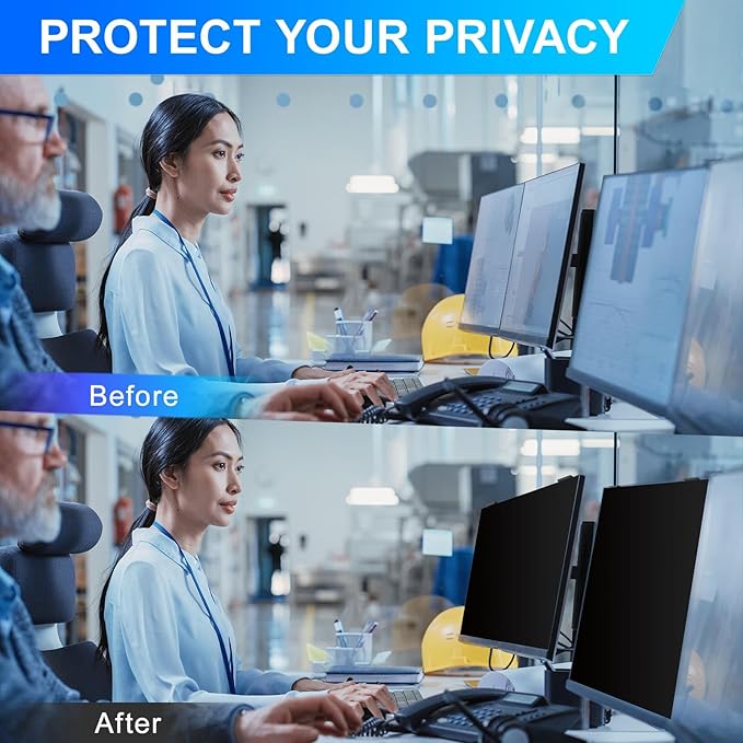 2Pack Magnetic 23 Inch Privacy Screen for Computer Monitor 16:9 Aspect Ratio, Hanging Removable Anti-Blue/Glare Protector Film, Anti Spy Desktop Security Private Filter 23in