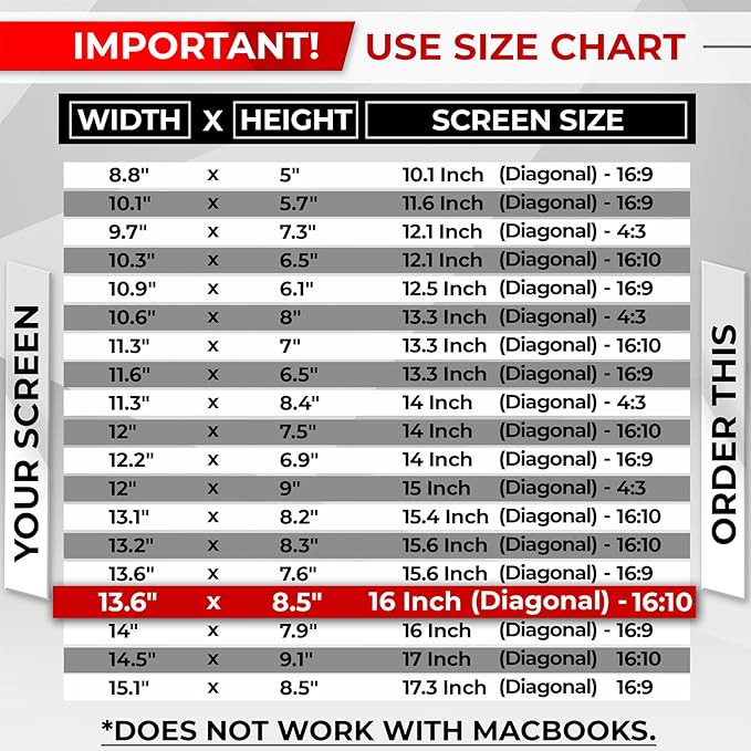SightPro Magnetic Laptop Privacy Screen 16 Inch 16:10 - Patented Removable Laptop Privacy Filter Shield and Protector