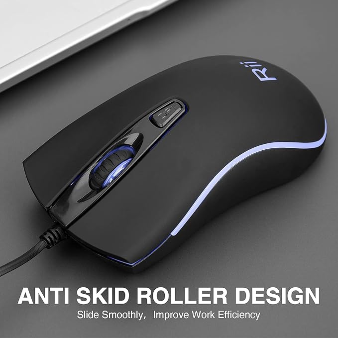 Rii Wired Mouse, RM105 USB Computer Mouse,RGB Optical Office Mice for PC,Computer,Laptop,Desktop,Windows (10 Pack)