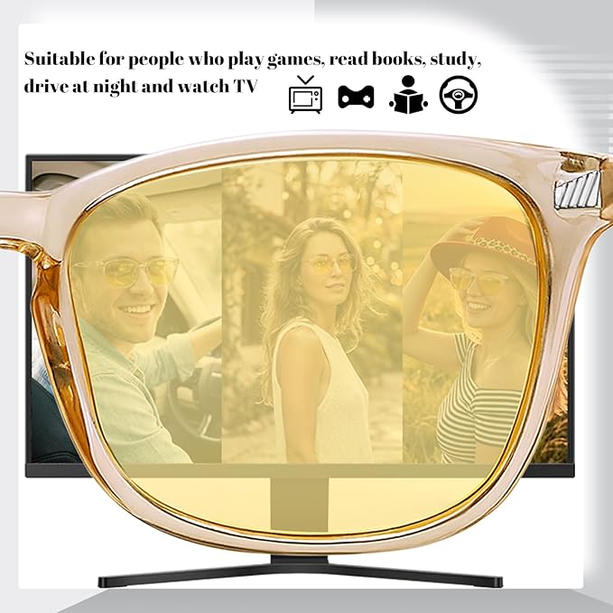 Polarized Sunglasses for Women Men, Night Driving Glasses Anti Glare Yellow Lens UV 400 for Day Night Use