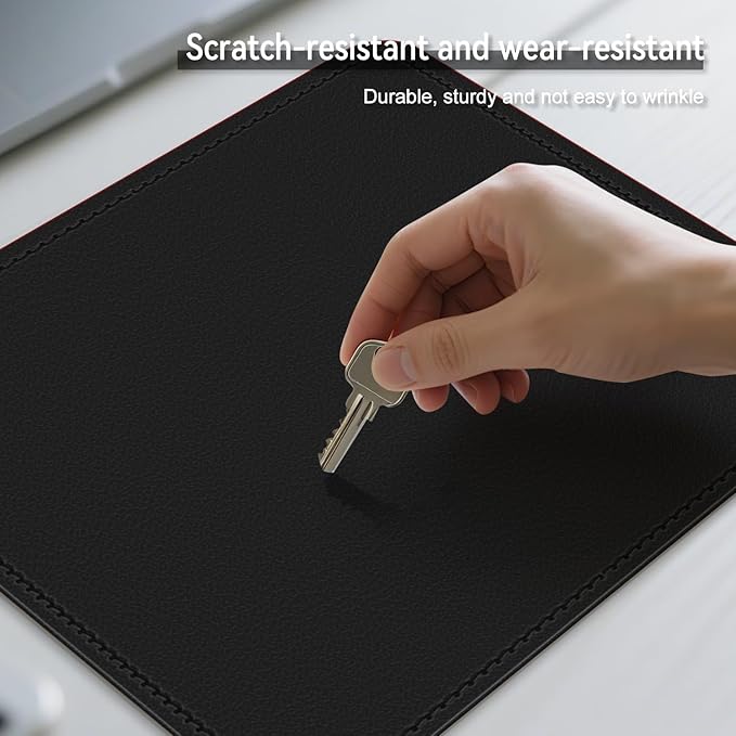 Dual Sided Leather Desk Mat - Waterproof Desk Pad - Ideal for Large Mouse Pad and Desk Mats on Top of Desks (Black, 11"*8")