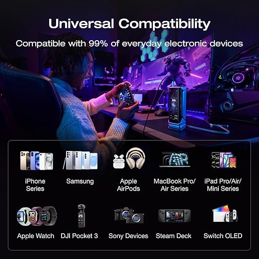 EF ECOFLOW Rapid Pro X Power Bank, 27650mAh 4-Part with 300W Output, Add-on Magnetic Block for Apple Watch, Portable Charger with 140W Built-in Cable, for MacBook, iPhone, Laptops, and More