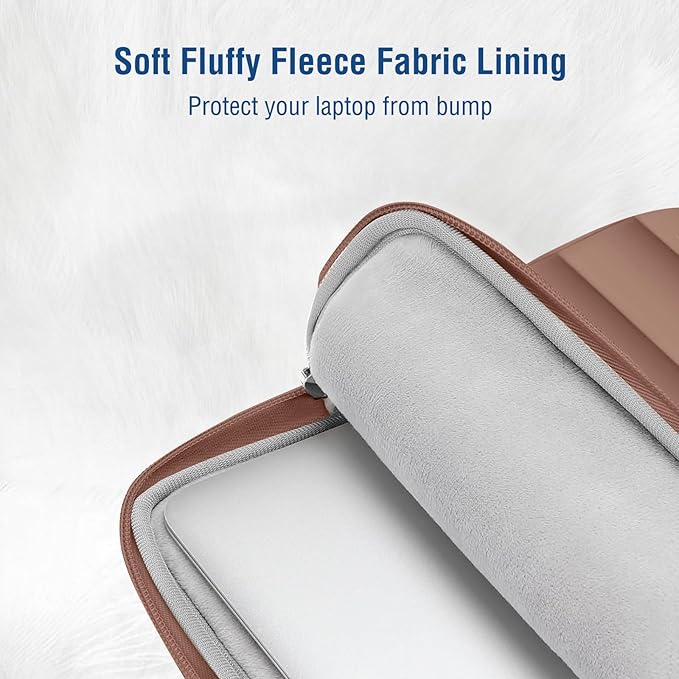 MOSISO Laptop Case 13.3 inch,13-13.3 inch Puffy Laptop Sleeve Compatible with MacBook Air 13.6 M5 M4 M3 M2 M1/Neo/Pro 13/14,HP Dell ASUS Lenovo,Polyester Horizontal Bag with Small Case, Mocha