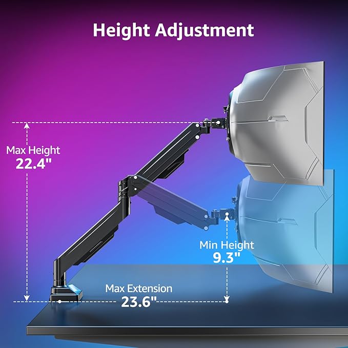 MOUNTUP Ultrawide Monitor Arm for 22-43 inch Curved Screen, Holds 2.2 to 33 lbs, Heavy Duty Monitor Desk Mount, Adjustable Full Motion Arm, Computer Monitors Stand for Desk, VESA Mount