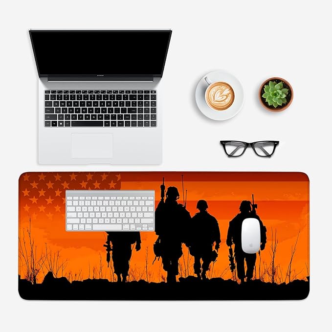 Mouse Pad, Large Anti-Slip with Stitched Edges Desk Mat Desktop Laptop Computer Desk Keyboard Mat,Table Protector Blotter Mat (Soldier, 35.4" x 15.7")