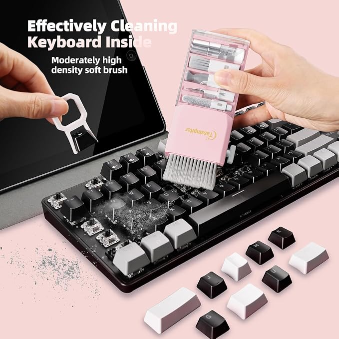 Tassmpitor Keyboard Cleaning Kit, All in 1 Laptop Cleaning Kit for MacBook iPhone iPad Camera Lens Airpods Computer, Compact Keyboard Cleaner with Spray and Brush, Multitool for Electronic Screen - Image 2