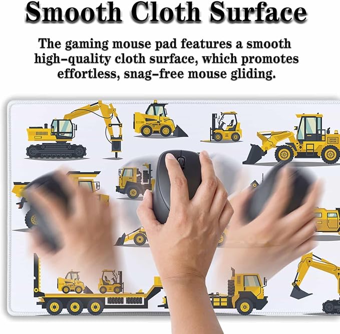 Big Mouse Pad Yellow, Keyboard Mouse Pads Computer Mats, Big Gaming Mouse Pad Waterproof Non-Slip Rubber Base, 35.4 X 15.7 inch for Work/Game/Office/Home Large Construction Equipment