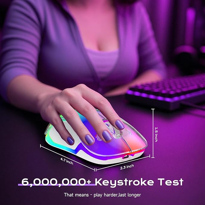 memzuoix 2.4G LED Wireless Mouse, Rechargeable Ergonomic Mouse with Detachable Cover, 1400 DPI Portable Optical Computer Mouse with USB Receiver for Laptop, PC, Desktop and MacBook, 5 Buttons-Purple
