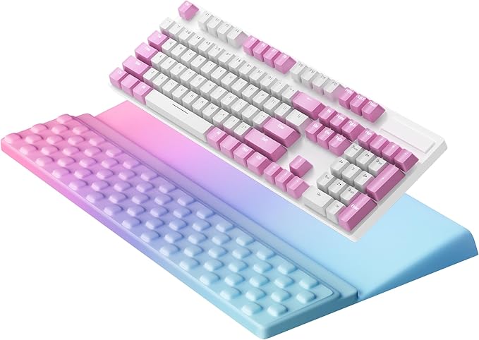 Ospelelf Keyboard Wrist Rest, Ergonomic Memory Foam Wrist Support for Typing & Gaming, Tilted Keyboard Pad, Aesthetic Desk Accessories for Office, Relief for Carpal Tunnel & Wrist Pain, Purple Blue