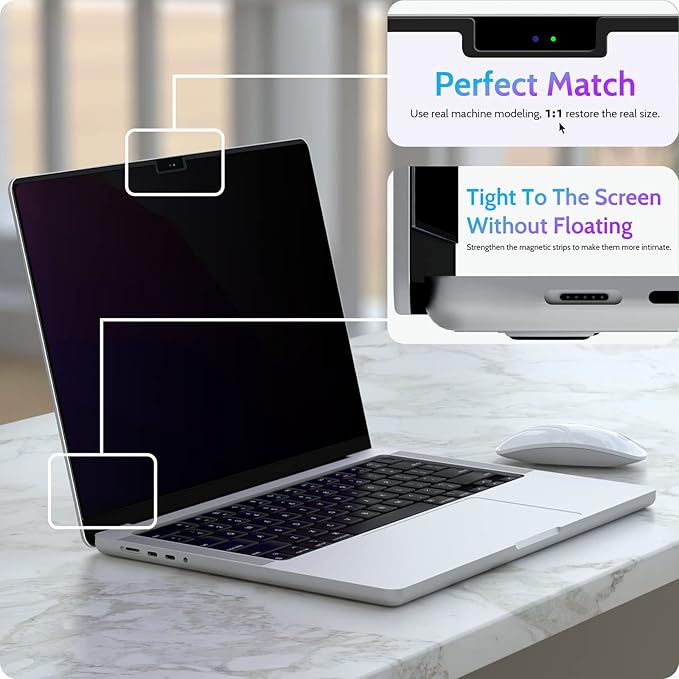 Peslv Magnetic Privacy Screen for Macbook Air 13.6/13 Inch (2022-2026, M2, M3, M4, M5), Removable Matte Anti Glare Blue Light Protector Private Security Filter for 13.6inch Mac Laptop Computer