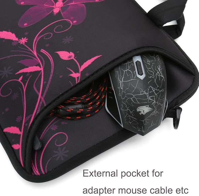 RICHEN 11 11.6 12 12.5 13 inches Case Laptop/Chromebook/Notebook/PC Tablet Travel Case Neoprene Handle Sleeve with Shoulder Strap (11-13.3 inch, Nice Butterfly)