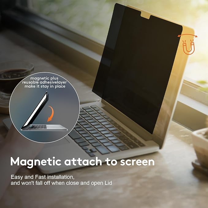 Magnetic Privacy Screen for MacBook Pro 16 inch ( 2026, M5, 2019-2024, M1, M2, M3, M4, Pro, Max), Model A2141, A2485, A2780, A2991, A3186, A3403, Removable Screen Protector, Blue Light Blocking, Anti Glare Protector and Privacy Filter Shield
