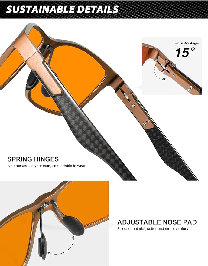 ANYLUV Carbon Fiber Reading Glasses for Men Women, Blue Light Blocking Computer Readers, Anti Glare Spring Hinge