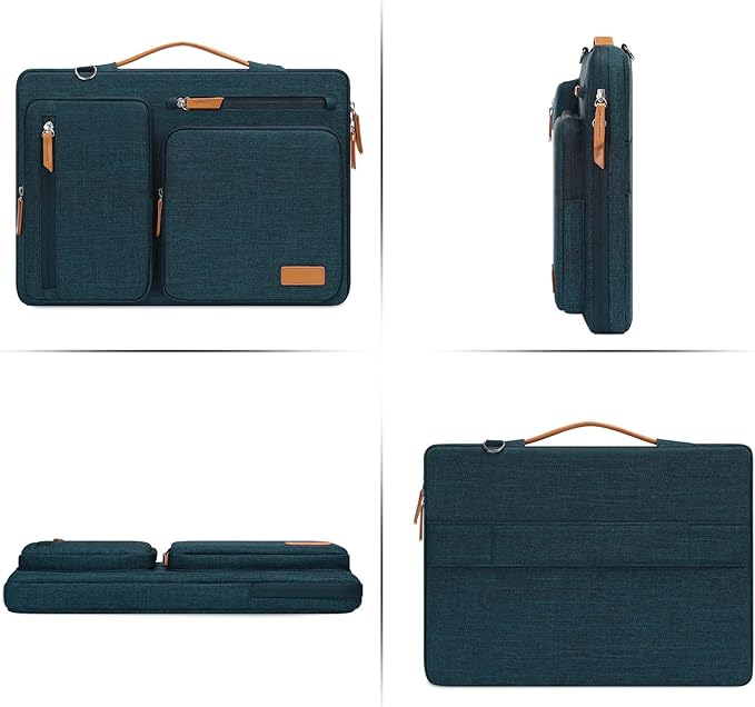MOSISO 360 Protective Laptop Shoulder Bag,15 inch Computer Bag Compatible with MacBook Air 15 inch M5 M4 M3 M2/Pro 15, Dell XPS Plus,Side Open Messenger Bag with 4 Zipper Pockets&Handle, Teal Green