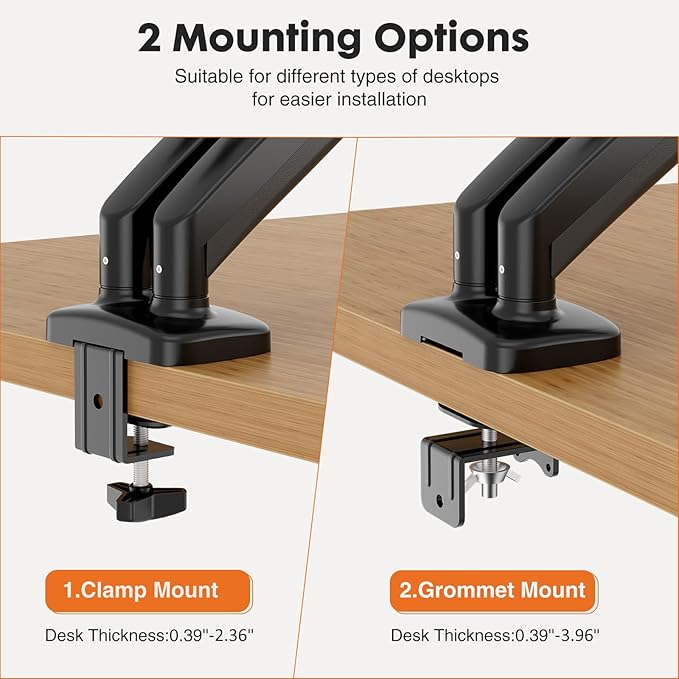 Simple Deluxe Single Monitor Arm, 13" to 32" Adjustable Desk Monitor Stand Mount, Black