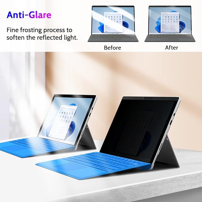 Peslv Magnetic Privacy Screen for Surface Go 4/3/2/1 10.5 Inch, Removable Anti Blue Light Glare Filter, Black Security Private Apy Block Protector