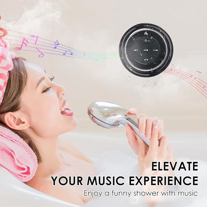 XLEADER SoundAngel Mate(2nd Gen) Pro Shower Speaker, Certified IPX7 Waterproof Bluetooth Speaker, 8W Crystal Sound & Rich Bass, 15H Playtime, with Suction Cup & Silicone Lanyard, Ideal Gifts, Silver