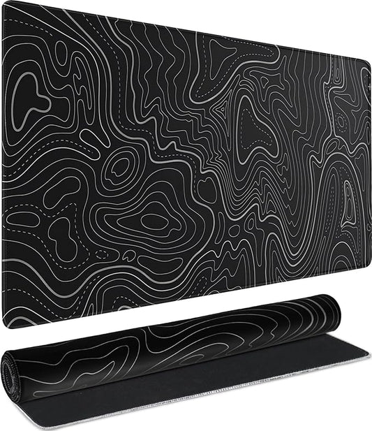 Large Gaming Mouse Pad, Waterproof Extra Large Mousepad with Stitched Edges, 31.5" x 15.7" Non-Slip Rubber Base Office Big Long Keyboard Pad for Office Gamer Home XXL, Black
