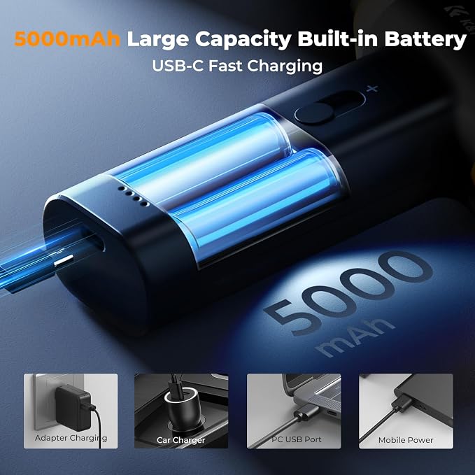 K&F Concept BS200 Blower & Suction 2 in 1 Compressed Air Duster, 150000RPM Super Power Electric Air Duster, Stepless Speed Regulation, Portable Dust Blower for Computer, Keyboard, House, Outdoor, Car - Image 6