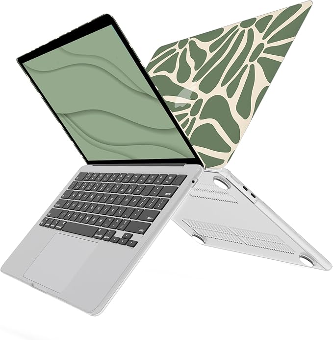 G JGOO Compatible with MacBook Air 13 inch Case 2026 2025-2022 M5 A3449 M4 A3240 M3 A3113 M2 A2681,Plastic Hard Shell for MacBook Air 13.6 inch Case+Keyboard Cover +Screen Protector, Abstract Flower