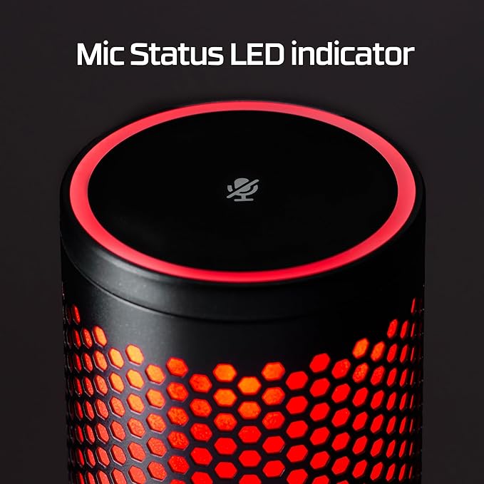 HyperX QuadCast 2 – USB Microphone for Gaming, Streaming and Podcasting, with On-Board Controls, LED Lighting, Removable Shock Mount, PC, Mac, PS5, PS4, USB-C - Black