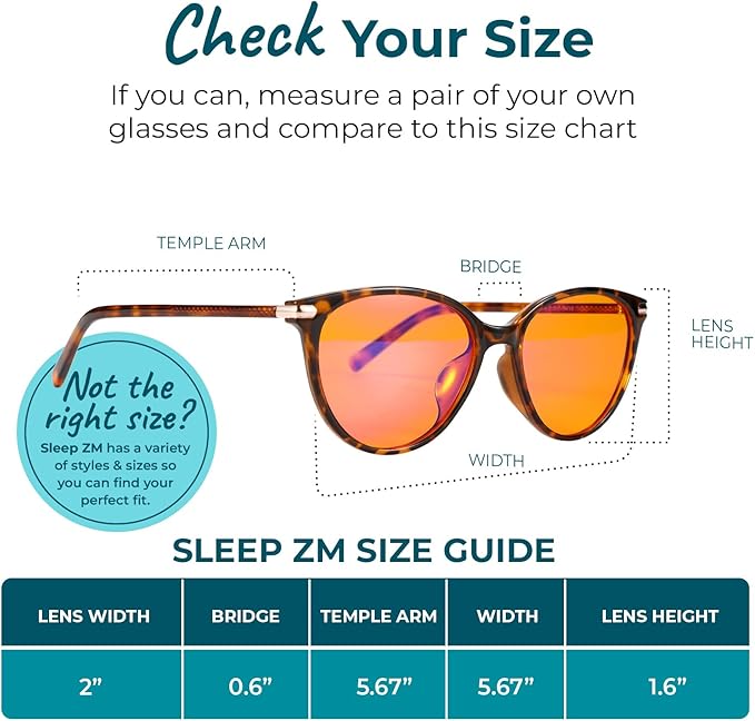 Sleep ZM Blue Light Blocking & Light Sensitivity Glasses - 8 Lens Types for Comfort, Relaxation, Sleep & Relief - 50+ Styles