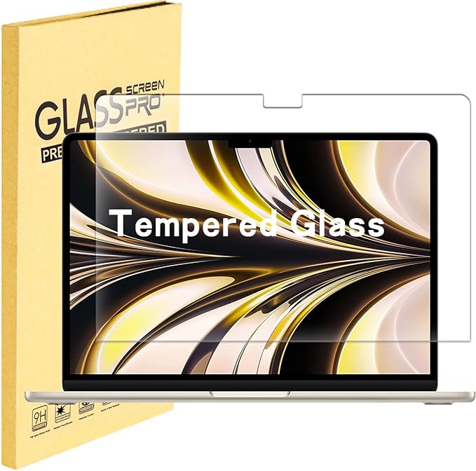 MUBUY-GOL 1 Pack Designed for MacBook Air 13.6 inch Tempered Glass Screen Protector, (M5 M4 M3 M2 M1) Bubble Free, Anti Scratch, High Definition