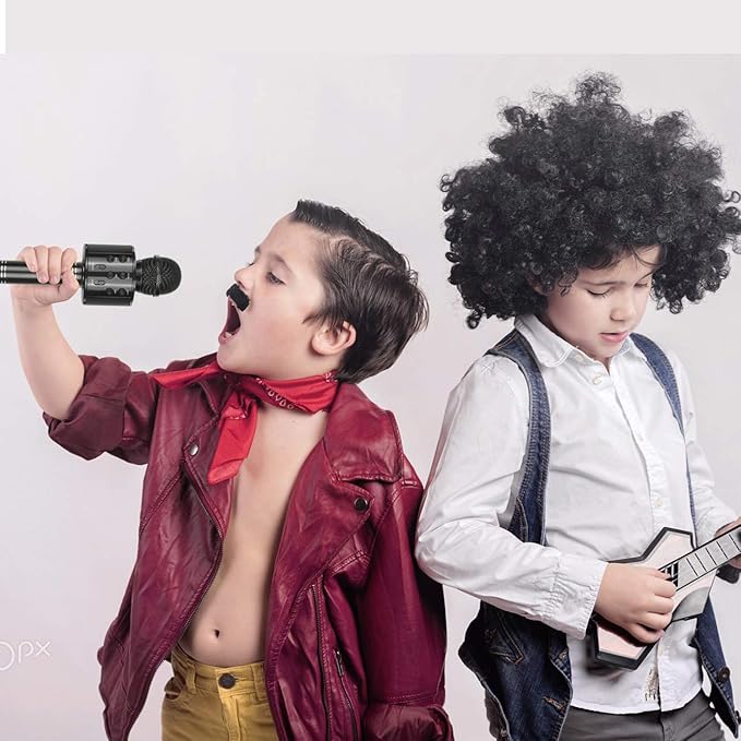 Best Gifts for Kids, Wireless Karaoke Microphone Bluetooth for Birthday Gifts for 4-12 Year Old Girls Boys for Girls Age 4-12 Christmas Xmas Stocking - Black