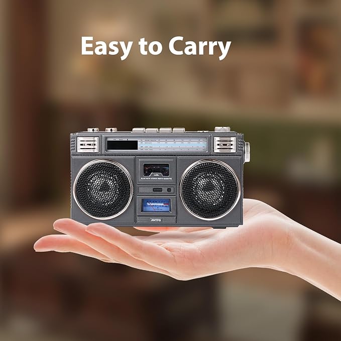 ANTPO Retro Vintage Radio Bluetooth Speakers Vintage Decor Small Wireless Speakers Stereo Radio Portable FM with Rich Bass Speakers Support TF Card for Home/Outdoor/Gift