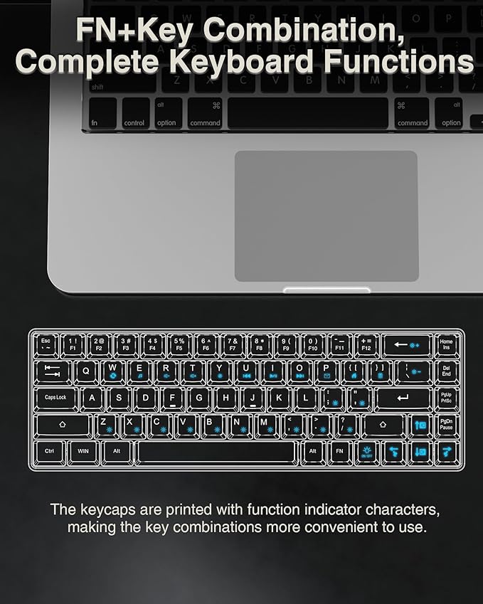 60 Percent Keyboard,RGB Backlit Gaming Keyboard USB-C Wired,Portable 68 Keys Compact Mini Keyboards for Business Trips,Office,PC Games (SK968,Grey&Orange)
