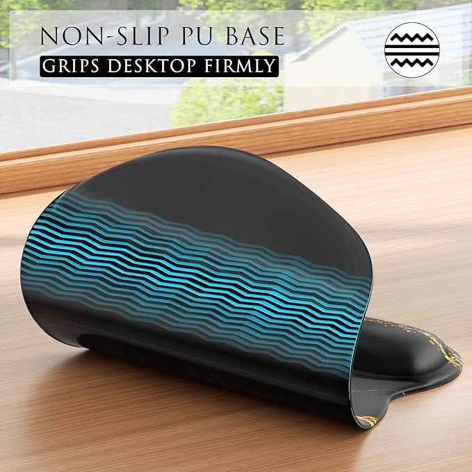 MROCO Ergonomic Mouse Pad with Gel Wrist Rest, Smooth Wrist Support Surface, Non-Slip PU Base for Pain Relief, Comfortable Mousepad for Computer, Laptop, Office & Home, 9.4 x 8.1 in, Black Gold