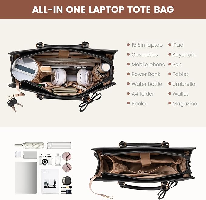 LOVEVOOK Laptop Tote Bag for Women,Leather Work Bag, Waterproof Business Teacher Bag,Large Computer Handbag Purse Briefcase,Office Gifts for Women
