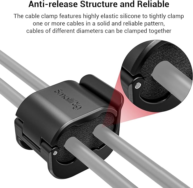 SmallRig Camera Clamp (4 pcs) for HDMI/SDI/Microphone Cable, DSLR Camera Cable Lock Mount Support 2-7mm - Image 4