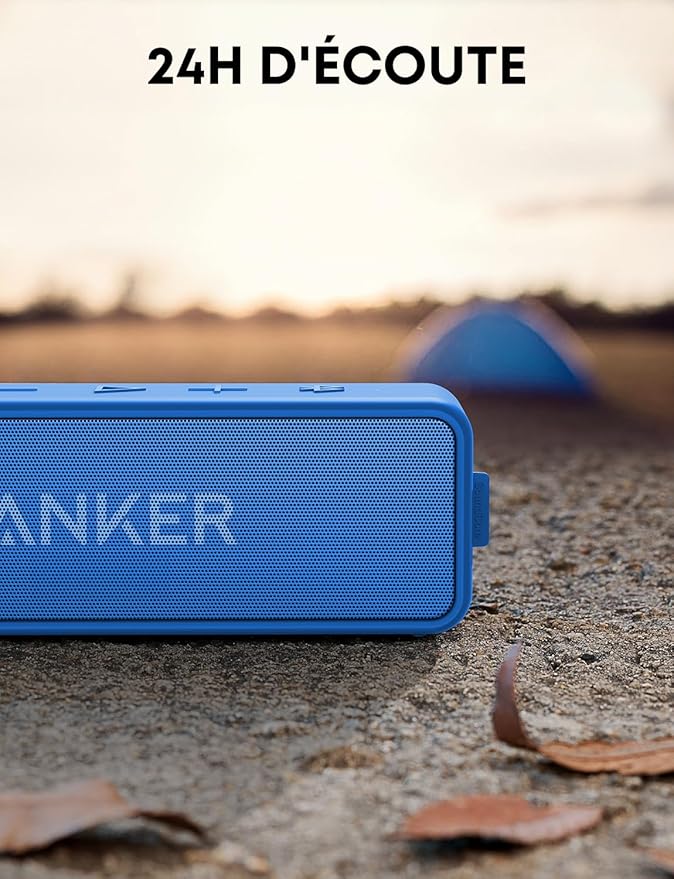 Anker SoundCore 2 12W Portable Wireless Bluetooth Speaker: Better Bass, 24-Hour Playtime, 66ft Bluetooth Range, IPX5 Water Resistance & Built-in Mic, Dual-Driver Speaker (Renewed)