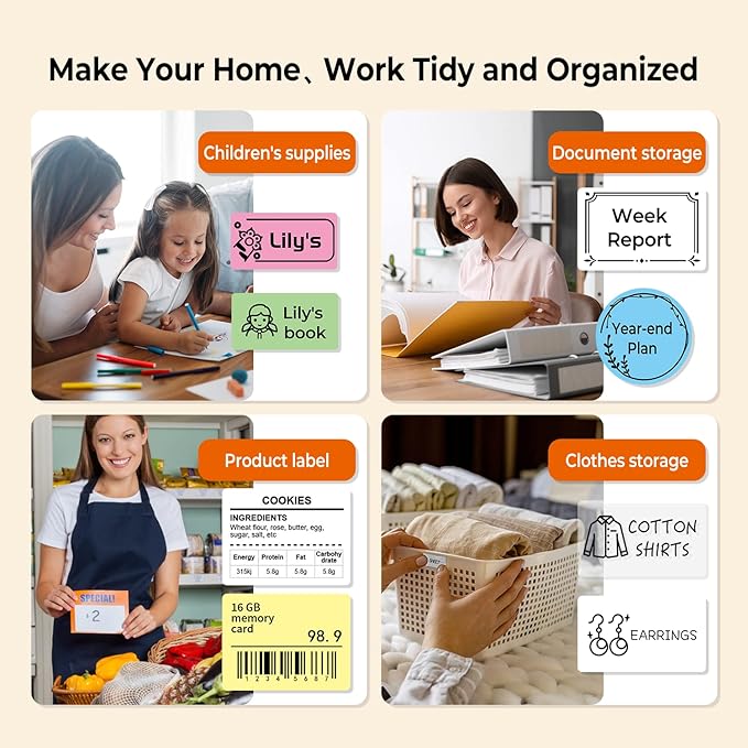Memoqueen M110 Label Maker Machine-Barcode Label Printer, Portable Sticker Maker for Price Tag, Logo,Address, Mailing, Home, Office & Small Business, Compatible with Phones&PC Orange
