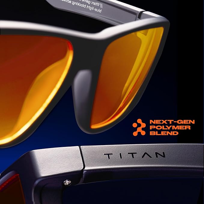 Titan Gaming Glasses, Blue Light Blocking, Night Driving Glasses for Men, Computer Protection, Gift for Gamers