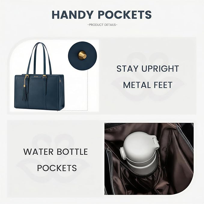 LOVEVOOK Laptop Bag for Women Vintage Leather Work Tote 15.6 inch Large Capacity Computer bag with Clutch Purse for Office, Travel, Casual