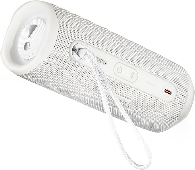 JBL Flip 6 Portable Wireless Speaker | Deep Bass Sound, IP67 Waterproof Rating | Bluetooth Audio for Outdoor, Travel, Beach, Hiking, and Home Use (White) with Travel Case + Microfiber Cloth