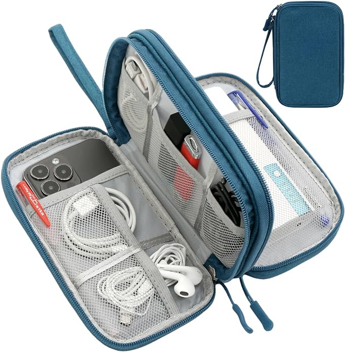 Electronics Organizer Pouch, Travel Cable Organizer Bag Waterproof Portable Electronic Accessories Organizer Case for Cable, Cord, Charger, Phone, Power Bank, Earphone (Dark Green, Large)