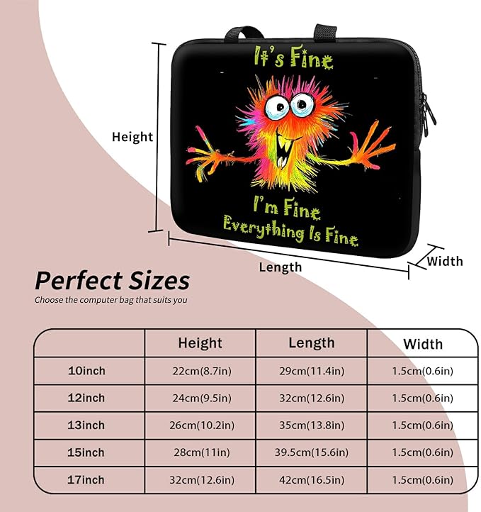 Laptop Sleeve Case Bag 13 inch, Colorful Little Monsters Slim Carrying Case Handbag Travel Laptop Bag for 13 inch MacBook Air M3/M2/Pro M2/ 13" iPad Pro/Air M4/M2 2024