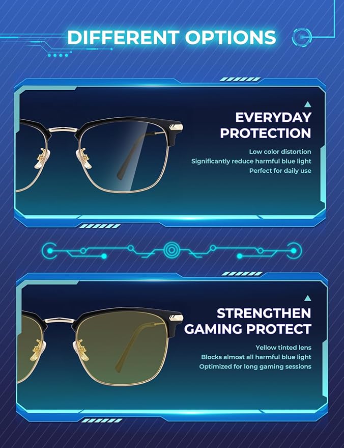 ZanyLen Blue Blocker Glasses for Men Metal Browline Computer Gaming Glasses Filter Blue Ray
