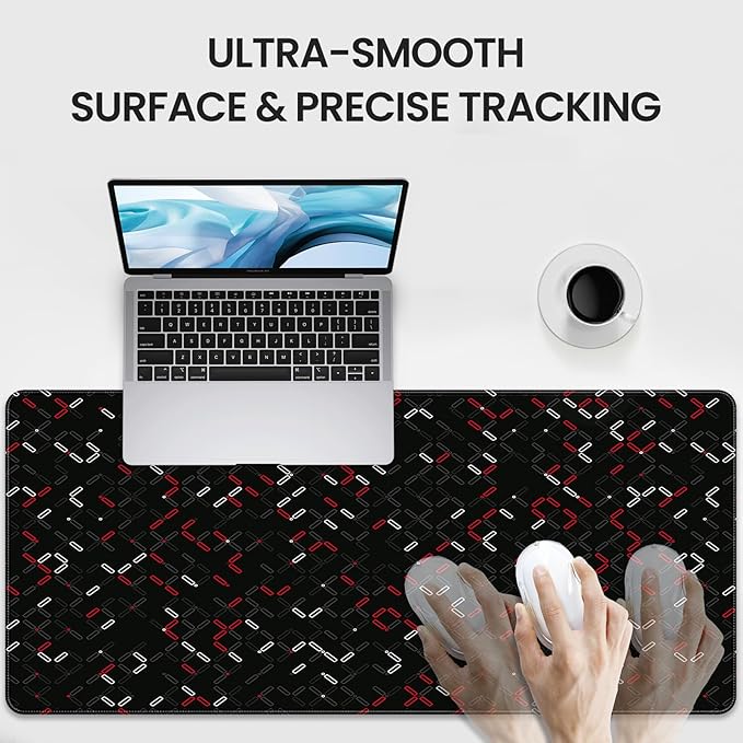 35.4 x 15.7 inches, Large Desktop Mouse pad, Keyboard and Mouse Pads for Work and Home Computers, and Large Laptop Mouse mat， (DM4-Red and White Checkered)