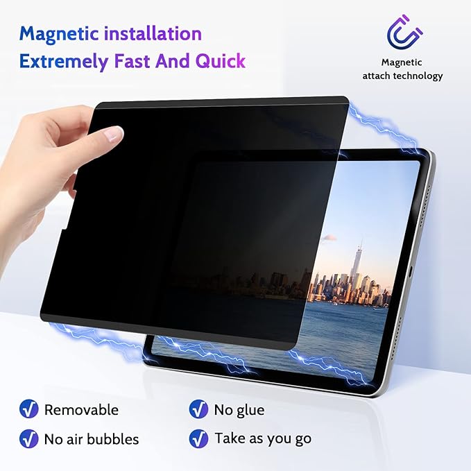 Peslv Magnetic Privacy Screen Protector for iPad Pro 12.9 Inch 2018 2020 2021 2022, Removable Anti Blue Light Glare Spy Private Filter