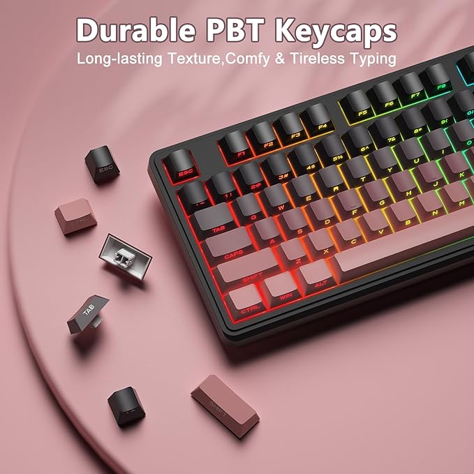 BlueFinger Wireless Gaming Keyboard and Mouse Combo, RGB Backlit, Tri-Mode Bluetooth/2.4G/USB-C Wired, 98 Keys Quiet Keyboard with Number Pad, Volume Knob & Screen, 4800 DPI Mouse for PC/Mac/Laptop