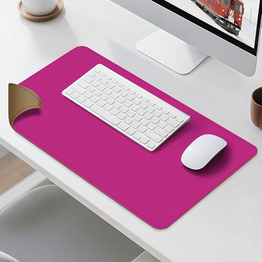 Dual Sided Leather Desk Mat - Waterproof Desk Pad - Ideal for Large Mouse Pad and Desk Mats on Top of Desks (Rose, 33"*13")