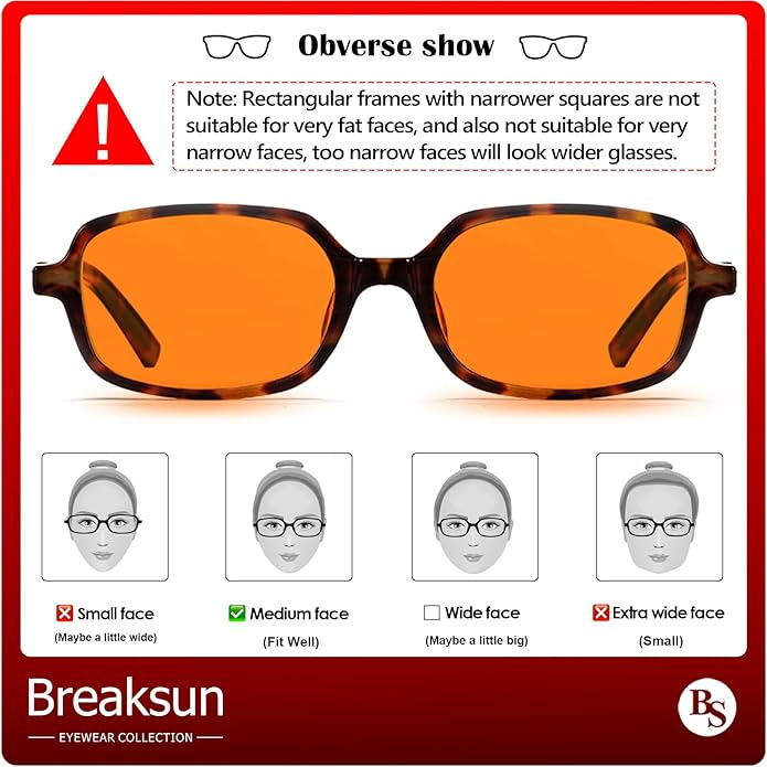 Breaksun Retro Rectangle Glasses for Women Men Small Square Blue Light Blocking Glasses Vintage Eyeglasses