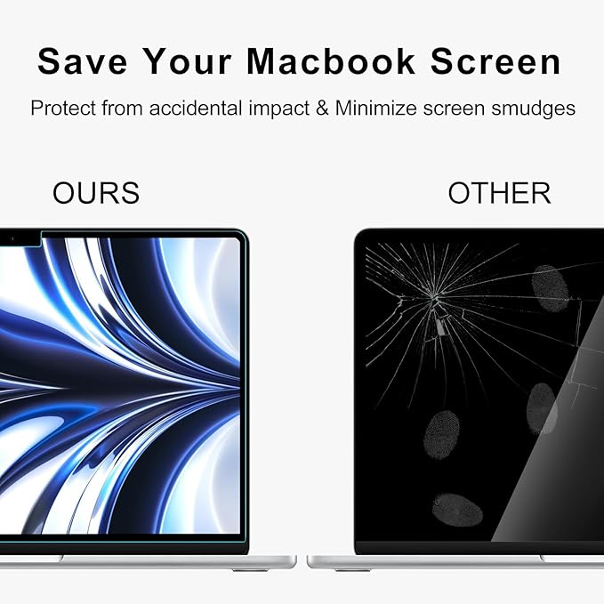 2Pack- 9H Hardness Tempered Glass 13" Screen Protector for 2026 MacBook Air 13.6 Inch (M5-M2 2026-2022), Bubble Free, Ultra Thin HD Transparency, Anti Scratch