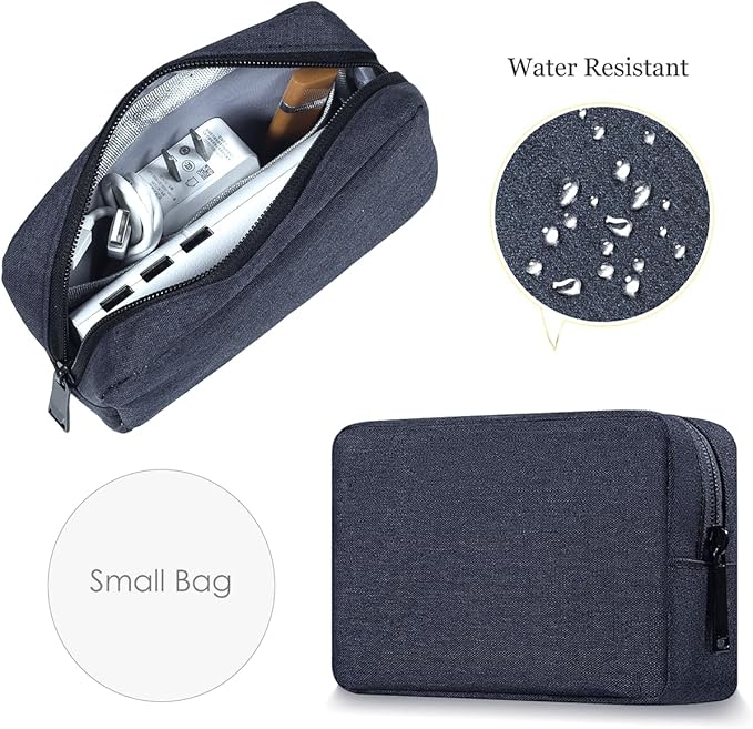 Cord Organizer Travrel Bag, Electronic Organizer Travel Case, Water Resistant Cable Organizer Pouch Bag for Cable, Cord, Charger, Phone, Power Bank, Earphone (Small-Navy Blue)