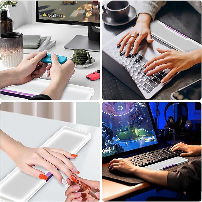 SELORSS Acrylic Keyboard Wrist Rest - Wrist Support for Keyboard CNC Aluminum Alloy Customized Logo - Keyboard Pad Home & Office - Keyboard Wrist Pad with Anti-Slip Mat for 60% Compact Keyboard,Purple